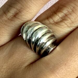 mexico sterling silver vintage chunky scalloped dome ring size 5.5
